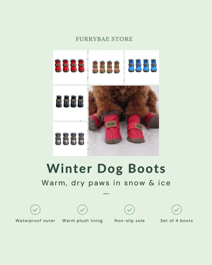 Waterproof Winter Dog Boots set of 4 - warm lining, non-slip sole