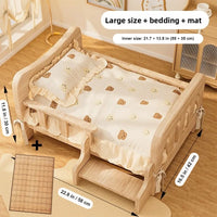 Solid Wood Pet Bed with Cushion