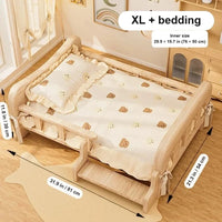 Solid Wood Pet Bed with Cushion