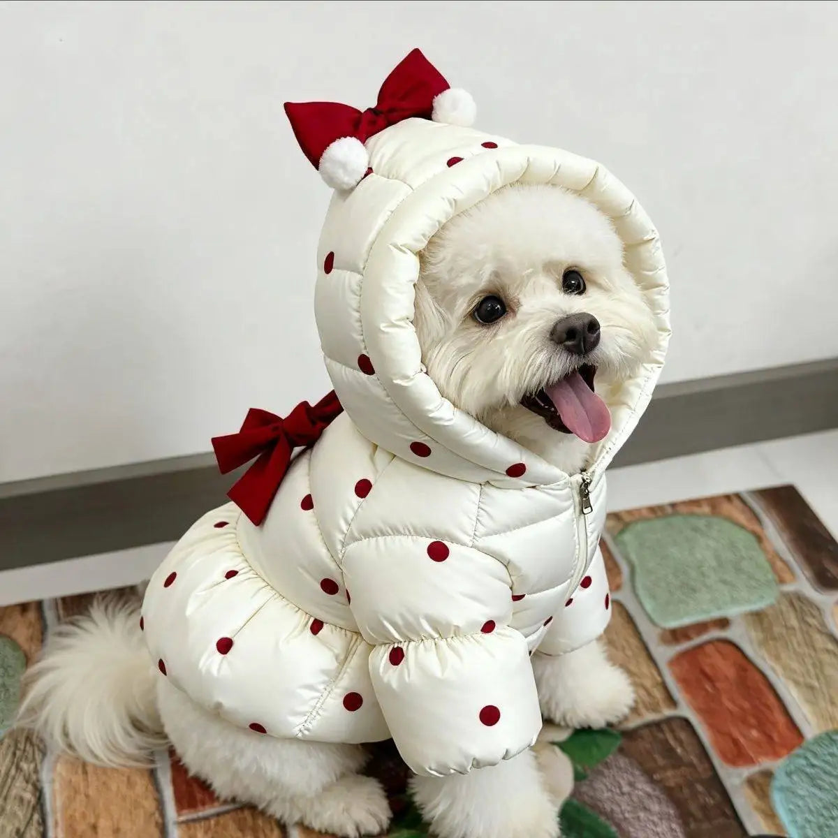 Cozy Bow Winter Coat for Small Dogs & Cats