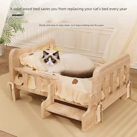 Solid Wood Pet Bed with Cushion