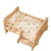 Solid Wood Pet Bed with Cushion