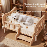 Solid Wood Pet Bed with Cushion