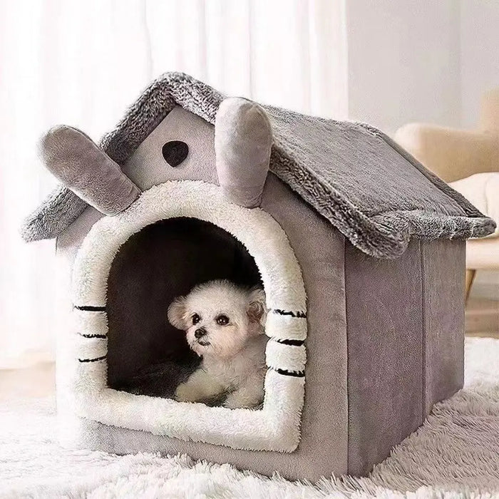 House-Style Pet Bed with Removable Cushion