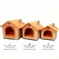 House-Style Pet Bed with Removable Cushion