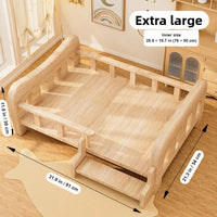Solid Wood Pet Bed with Cushion