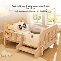 Solid Wood Pet Bed with Cushion