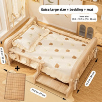 Solid Wood Pet Bed with Cushion