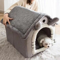 House-Style Pet Bed with Removable Cushion