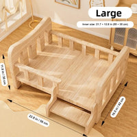 Solid Wood Pet Bed with Cushion