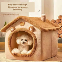 House-Style Pet Bed with Removable Cushion