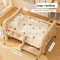 Solid Wood Pet Bed with Cushion