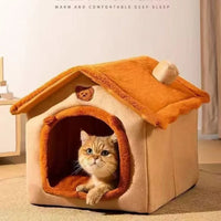 House-Style Pet Bed with Removable Cushion